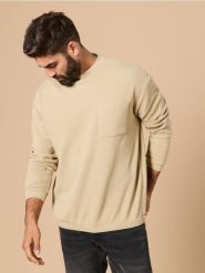 Bluza - beżowy. Brązowe bluzy nierozpinane męskie Sinsay, l, bez wzorów, bez ramiączek, bez kaptura. W wyprzedaży za 33.99 zł.