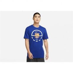 Koszulka sportowa męska Nike Fc Barcelona Dri-fit Tee Deep. Niebieskie t-shirty sportowe męskie Nike, m, bez wzorów, z bawełny, sportowe, bez ramiączek. Za 129.00 zł.