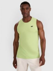 4F Tank top treningowy szybkoschnący męski - zielony S. Zielone t-shirty męskie 4f, m, bez wzorów, z elastanu, bez kołnierzyka, bez ramiączek. Za 69.99 zł.