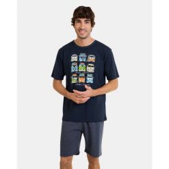 Piżama męska rozm. S P 241310 krótki rękaw Marino. Niebieskie piżamy męskie Massana Homewear, m, bez wzorów, z bawełny, bez kołnierzyka, bez ramiączek. Za 234.00 zł.