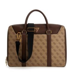 Torba na laptopa Guess. Brązowe torby na laptopa męskie Guess, z aplikacjami, małe. Za 429.99 zł.