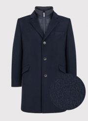 Gładki, granatowy płaszcz męski. Niebieskie płaszcze męskie Pako Lorente, m, bez wzorów, z wełny, bez kaptura. Za 599.99 zł.