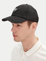 Guess Czapka z daszkiem M4BZ23 WGJP2 Czarny. Czarne czapki męskie Guess, z aplikacjami, z materiału. Za 99.99 zł.