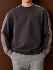 Bluza crewneck z lampasami - szary. Szare bluzy nierozpinane męskie Sinsay, l, bez wzorów, bez ramiączek, bez kaptura. Za 49.99 zł.