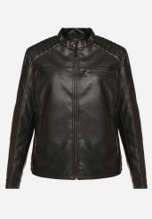 Czarna Kurtka Ramoneska w Motocyklowym Stylu ze Stójką i Kieszeniami Zinmina. Czarne kurtki męskie Born2be, m, bez wzorów, z jeansu, wizytowe, bez ramiączek, bez kaptura. Za 79.99 zł.