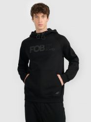 4F Bluza dresowa nierozpinana z kapturem męska - czarna L. Czarne bluzy nierozpinane męskie 4f, l, bez wzorów, z dresówki, z kapturem. Za 179.99 zł.
