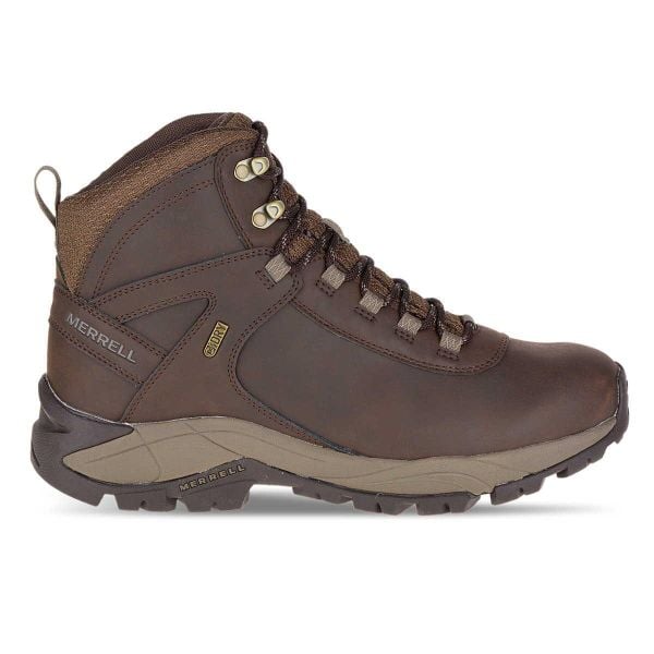 Panowie outdoorowy Merrell Vego Mid Leather Waterproof - Męskie - Espresso. Brązowe buty trekkingowe męskie Merrell, bez wzorów, z materiału, za kostkę, bez zapięcia, trekkingowe. Za 669.99 zł.