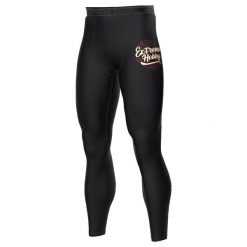 Legginsy sportowe męskie EXTREME HOBBY BADGE. Czarne bielizna termoaktywna męska EXTREME HOBBY, m, bez wzorów, z elastanu, bez ramiączek, na fitness i siłownię. Za 229.00 zł.