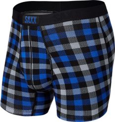 SAXX Bokserki męskie szybkoschnące SAXX VIBE Boxer Brief krata - niebieskie S. Niebieskie bokserki męskie Saxx, m, bez wzorów. Za 103.99 zł.