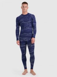 4F Bielizna termoaktywna bezszwowa (dół) męska - granatowa XXL/3XL. Niebieskia bielizna termoaktywna męska 4f, m, bez wzorów, ze skóry, bez ramiączek, narciarskie. Za 149.99 zł.