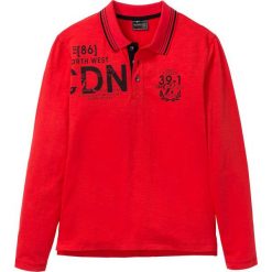 Shirt polo z długim rękawem i plisą guzikową bonprix truskawkowy z nadrukiem. Koszulki męskie z długim rękawem marki bonprix. Za 37.99 zł.