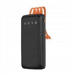 Dudao K6Pro uniwersalny powerbank 10000mAh z kablem USB, USB Typ C, Lightning czarny (K6Pro-black). Czarne powerbanki Dudao. Za 43.21 zł.
