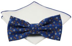 Mucha z poszetką - Chattier, Męska - Ciemnoniebieska z Motywem Kwiatowym. Niebieskie krawaty i muchy męskie Chattier, bez wzorów, eleganckie. Za 59.00 zł.