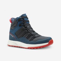 Buty turystyczne męskie Quechua SH500 Mid wodoodporne. Czerwone buty trekkingowe męskie QUECHUA, na zimę, bez wzorów, sportowe, bez obcasa, bez zapięcia. W wyprzedaży za 169.99 zł.