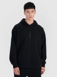 4F Bluza dresowa nierozpinana z kapturem męska - czarna XL. Czarne bluzy nierozpinane męskie 4f, m, bez wzorów, z bawełny, eleganckie, bez ramiączek, z kapturem. W wyprzedaży za 99.99 zł.