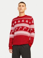 Jack & Jones Sweter Xmas Gabriel 12266118 Czerwony Regular Fit. Czerwone kardigany męskie Jack & Jones, m, bez wzorów, z syntetyku, bez ramiączek. Za 69.99 zł.
