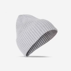 Czapka beanie. Szare czapki męskie Decathlon, bez wzorów, z materiału, sportowe. Za 54.99 zł.