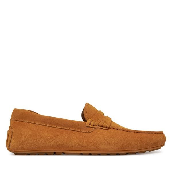 Mokasyny BOSS. Brązowe mokasyny męskie Boss, bez zapięcia. Za 889.99 zł.