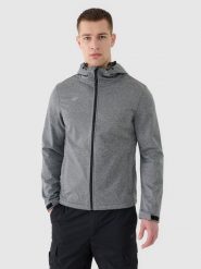 4F Kurtka softshell wiatroodporna membrana 5 000 męska - szara XS. Szare kurtki męskie 4f, m, bez wzorów, z dzianiny, klasyczne, bez ramiączek, z kapturem. Za 299.99 zł.