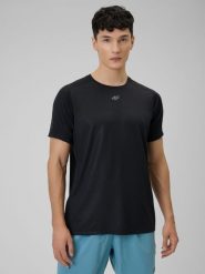 4F Koszulka treningowa regular szybkoschnąca męska - czarna XL. Czarne t-shirty męskie 4f, m, bez wzorów, ze skóry, bez kołnierzyka, bez ramiączek. Za 129.99 zł.