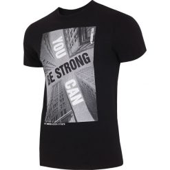 T-shirt męski TSM022 - głęboka czerń. Czarne t-shirty męskie 4f, z nadrukiem, z bawełny, z krótkim rękawem. W wyprzedaży za 49.99 zł.