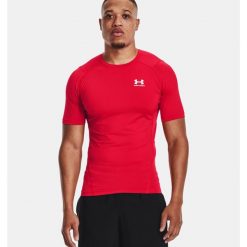 Koszulka termoaktywna męska UNDER ARMOUR HeatGea® Short Sleeve. Czerwone bielizna termoaktywna męska Under Armour, l, bez wzorów, bez ramiączek. Za 94.99 zł.