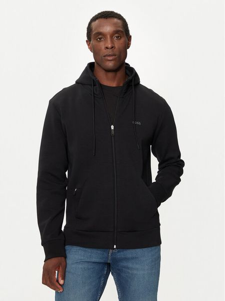 Boss Bluza Saggy 50506161 Czarny Regular Fit. Czarne bluzy rozpinane męskie Boss, m, bez wzorów, z bawełny, bez ramiączek, bez kaptura. Za 579.99 zł.