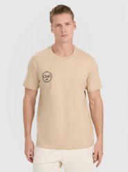 4F T-shirt regular z nadrukiem męski - brązowy XXL. Brązowe t-shirty męskie 4f, m, bez wzorów, z bawełny, bez kołnierzyka, bez ramiączek. Za 49.99 zł.