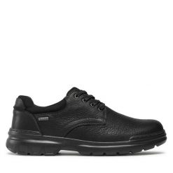 Półbuty Clarks. Czarne codzienne półbuty męskie Clarks, bez wzorów, z gore-texu, bez obcasa, bez zapięcia. Za 469.99 zł.