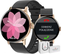 Smartwatch Giewont Różowy GW330-5 Różowe Złoto-Róż Czarny Pasek Silikonowy + Bransoleta czarna. Czarne zegarki smartwatch Giewont. Za 497.74 zł.