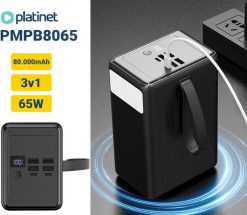 PLATINET POWER BANK 80000 mAh 65W PD FLASHLIGHT USB-C 1M CABLE [46312]. Powerbanki Platinet. Za 183.45 zł.