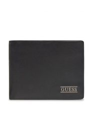 Guess Portfel New Boston R Slg SMNEBR LEA20 Czarny. Czarne portfele męskie Guess, z aplikacjami, ze skóry. Za 189.99 zł.