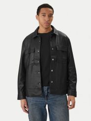 Calvin Klein Jeans Kurtka z imitacji skóry LV04RE404G Czarny Regular Fit. Czarne kurtki męskie Calvin Klein Jeans, m, bez wzorów, z jeansu, bez ramiączek, bez kaptura. Za 699.99 zł.