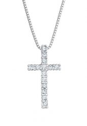 KUZZOI Wisiorek z krzyżem religijnym i kryształami ze srebra próby 925 Biżuteria męska 1 ct Męskie. Szara biżuteria dla mężczyzn KUZZOI, z materiału, srebrne. Za 249.89 zł.