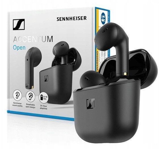 Słuchawki Sennheiser Accentum Open czarne. Czarne słuchawki bluetooth Sennheiser. Za 358.99 zł.