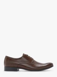 Półbuty męskie z ozdobnymi przeszyciami. Brązowe eleganckie półbuty męskie Ryłko, ze skóry, bez obcasa, bez zapięcia. Za 499.99 zł.