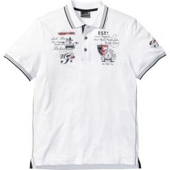Shirt polo z efektownym zdobieniem bonprix biały. Koszulki polo męskie marki bonprix. Za 44.99 zł.
