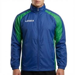 Kurtka przeciwdeszczowa Storm dla mężczyzn do biegania niebiesko-zielona. Niebieskie kurtki outdoor męskie Legea, m, bez wzorów, do biegania. W wyprzedaży za 60.00 zł.