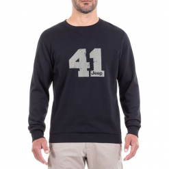 Bluza w kolorze czarnym. Czarne bluzy nierozpinane męskie Jeep, z nadrukiem. W wyprzedaży za 92.95 zł.