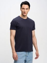 Koszulka męska z bawełny supima granatowa Supiclassic 403. Niebieskie t-shirty męskie Big Star, l, bez wzorów, z bawełny, bez kołnierzyka, bez ramiączek. Za 119.99 zł.