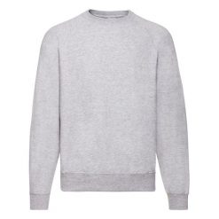 Bluza Unisex Adult Classic Plain Raglan. Szare bluzy nierozpinane męskie Fruit of the Loom, l, bez wzorów, bez ramiączek, bez kaptura. Za 79.99 zł.