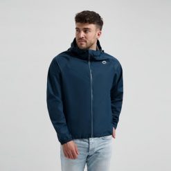 Kurtka przeciwdeszczowa Rogelli Commuter Core. Niebieskie kurtki treningowe męskie Rogelli, m, bez wzorów, bez kaptura, rowerowe. Za 240.00 zł.
