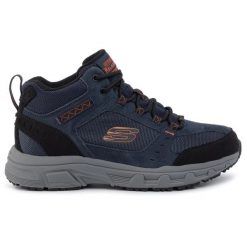 Buty na co dzień trekkingowe męskie SKECHERS OAK CANYON IRONHIDE skóra. Niebieskie buty trekkingowe męskie Skechers, bez wzorów, ze skóry, bez zapięcia. Za 237.99 zł.