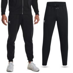 Spodnie dresowe męskie UNDER ARMOUR Essential Fleece joggery. Czarne spodnie dresowe męskie Under Armour, bez wzorów, z dresówki, długie. Za 229.99 zł.