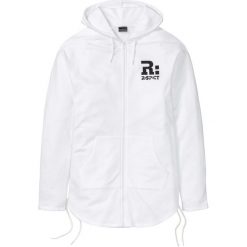 Długa bluza rozpinana z kapturem bonprix biały. Bluzy rozpinane męskie marki bonprix. Za 79.99 zł.
