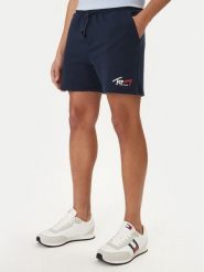 Tommy Jeans Szorty sportowe Signature DM0DM23017 Granatowy Regular Fit. Niebieskie szorty sportowe męskie Tommy Jeans, bez wzorów, z bawełny, sportowe. Za 249.99 zł.
