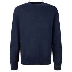 Sweter z okrągłym dekoltem Pepe Jeans Andre. Niebieskie swetry męskie Pepe Jeans, bez wzorów, z jeansu, eleganckie, bez kołnierzyka, bez ramiączek. Za 255.00 zł.