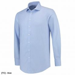 Fitted Shirt - ADLER - Fitted Shirt - Koszula męska, 130 g/m2, 60 % bawełna, 40 % poliester - blue 37. Niebieskie koszule męskie TRICORP, m, bez wzorów, z bawełny, bez kołnierzyka, bez ramiączek. Za 294.14 zł.