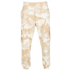Spodnie dresowe Cargo Urban Classics Wide Camo. Brązowe spodnie dresowe męskie Urban Classics, bez wzorów, z dresówki. Za 206.00 zł.
