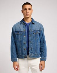 LEE RELAXED RIDER JACKET MĘSKA KURTKA JEANSOWA JEANS HANDSOME 112349059 L86Y016070. Kurtki męskie Lee, l, bez wzorów, z jeansu, bez ramiączek, bez kaptura. Za 259.99 zł.